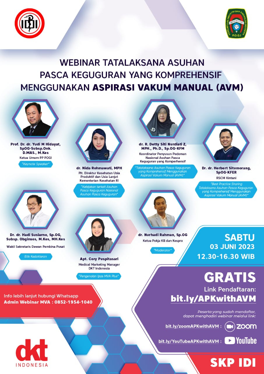 Webinar Tatalaksana Asuhan Pasca Keguguruan yang komprehensif menggunakan Aspirasi Vakum Manual (AVM)